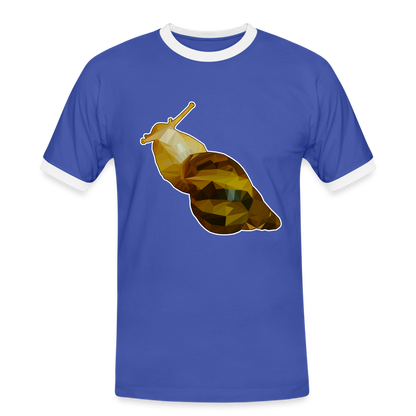 Männer Kontrast-T-Shirt Achatina reticulata Low Poly - Blau/Weiß