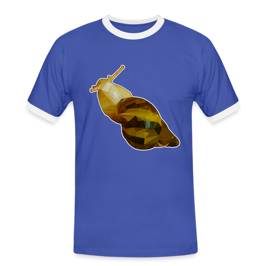 Männer Kontrast-T-Shirt Achatina reticulata Low Poly - Blau/Weiß