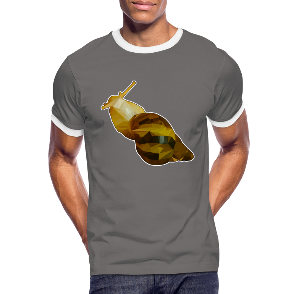 Männer Kontrast-T-Shirt Achatina reticulata Low Poly - Dunkelgrau/Weiß