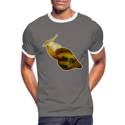 Männer Kontrast-T-Shirt Achatina reticulata Low Poly - Dunkelgrau/Weiß