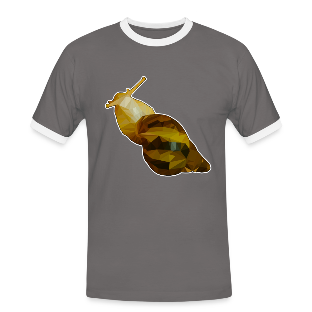 Männer Kontrast-T-Shirt Achatina reticulata Low Poly - Dunkelgrau/Weiß