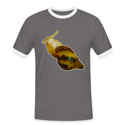 Männer Kontrast-T-Shirt Achatina reticulata Low Poly - Dunkelgrau/Weiß