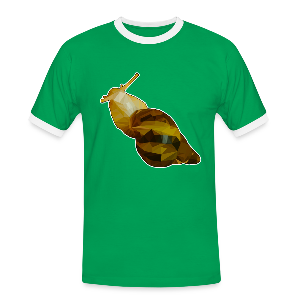 Männer Kontrast-T-Shirt Achatina reticulata Low Poly - Kelly Green/Weiß