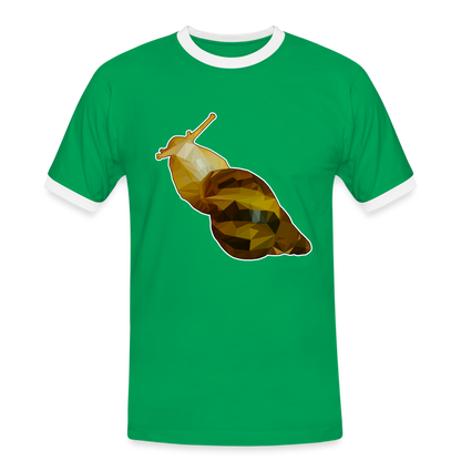 Männer Kontrast-T-Shirt Achatina reticulata Low Poly - Kelly Green/Weiß