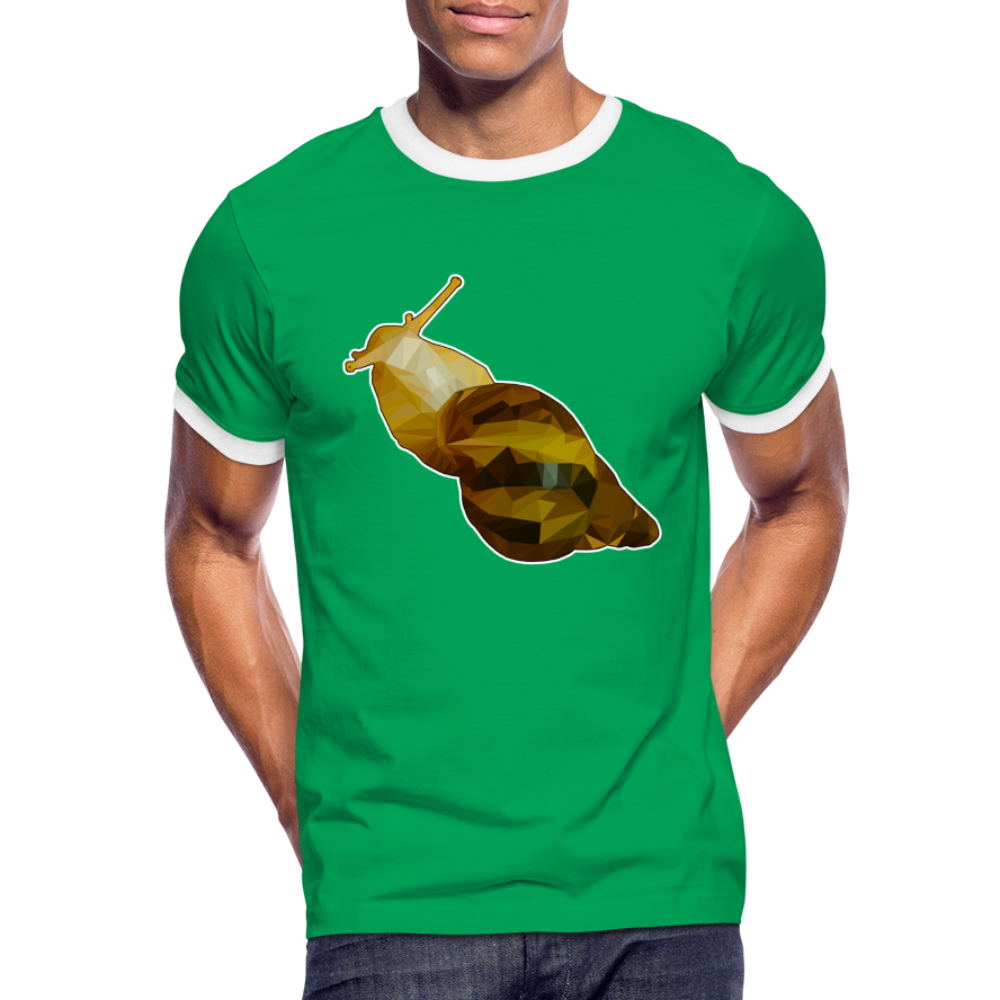 Männer Kontrast-T-Shirt Achatina reticulata Low Poly - Kelly Green/Weiß