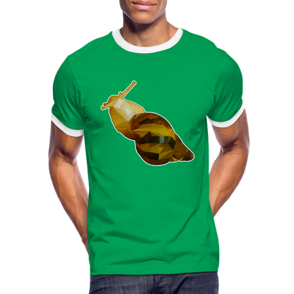 Männer Kontrast-T-Shirt Achatina reticulata Low Poly - Kelly Green/Weiß