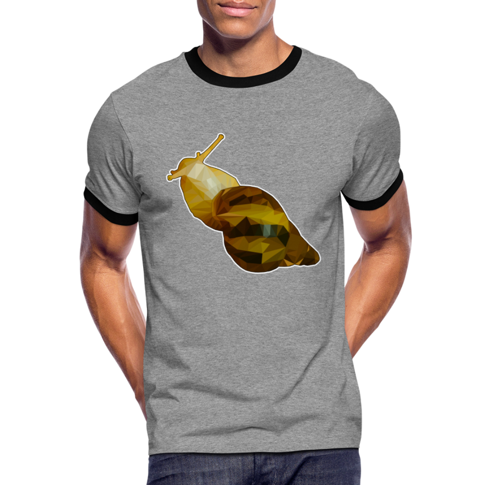 Männer Kontrast-T-Shirt Achatina reticulata Low Poly - Grau meliert/Schwarz