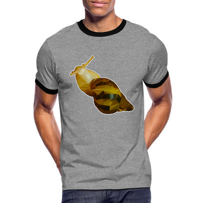 Männer Kontrast-T-Shirt Achatina reticulata Low Poly - Grau meliert/Schwarz