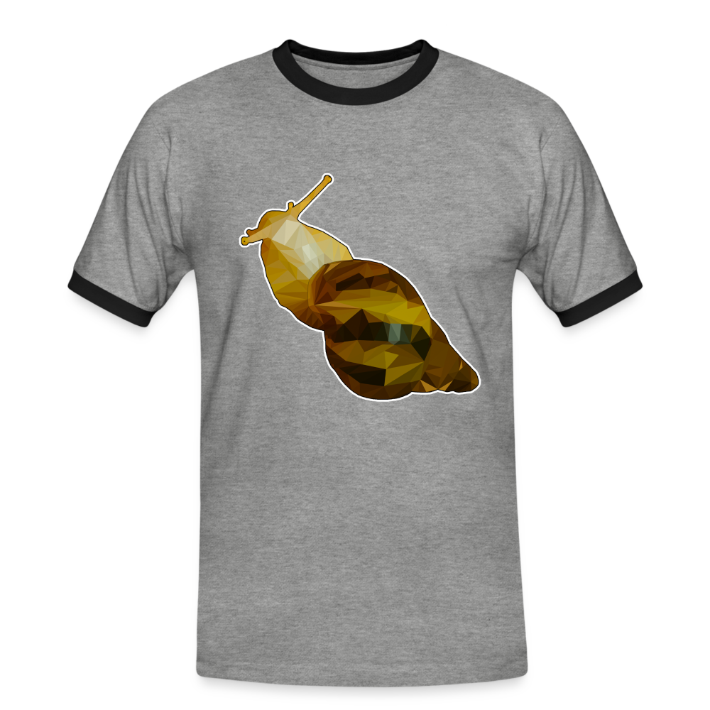 Männer Kontrast-T-Shirt Achatina reticulata Low Poly - Grau meliert/Schwarz