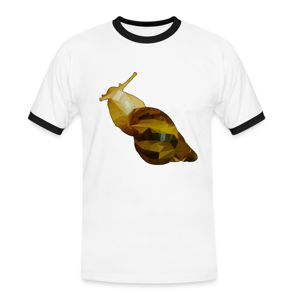 Männer Kontrast-T-Shirt Achatina reticulata Low Poly - Weiß/Schwarz