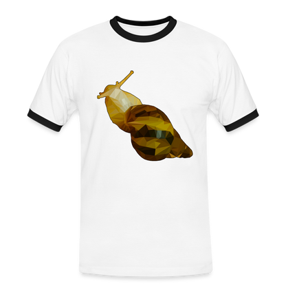 Männer Kontrast-T-Shirt Achatina reticulata Low Poly - Weiß/Schwarz