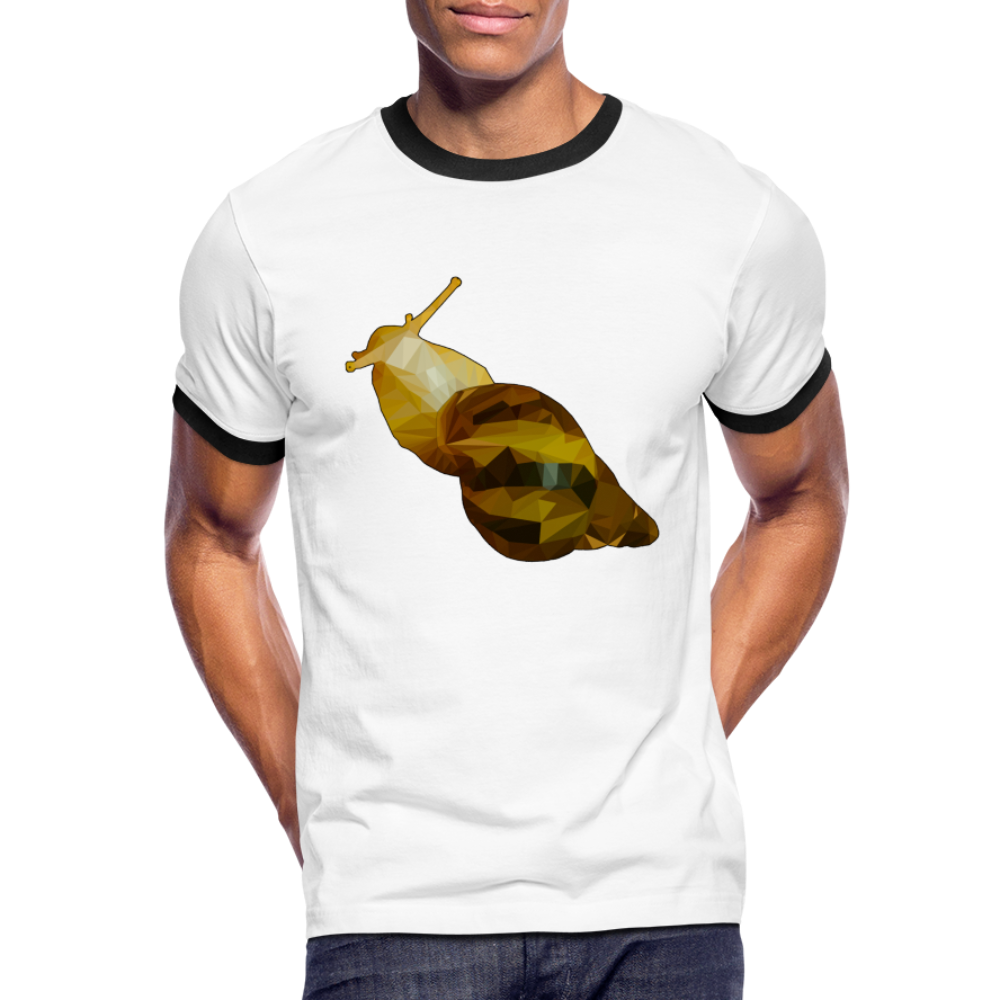 Männer Kontrast-T-Shirt Achatina reticulata Low Poly - Weiß/Schwarz