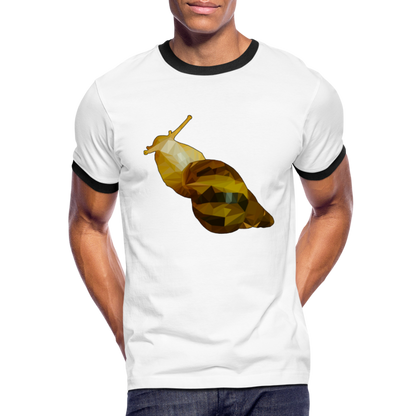 Männer Kontrast-T-Shirt Achatina reticulata Low Poly - Weiß/Schwarz