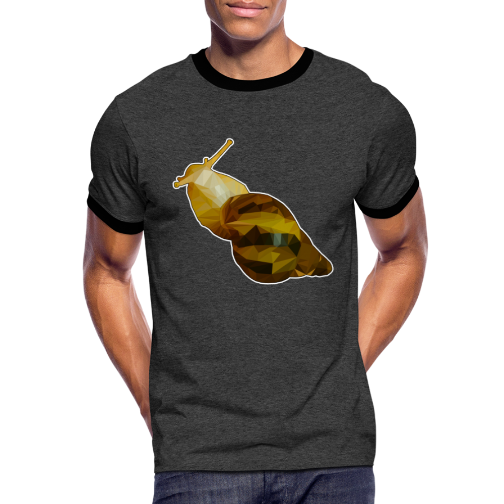 Männer Kontrast-T-Shirt Achatina reticulata Low Poly - Anthrazit/Schwarz