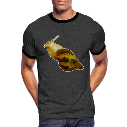 Männer Kontrast-T-Shirt Achatina reticulata Low Poly - Anthrazit/Schwarz