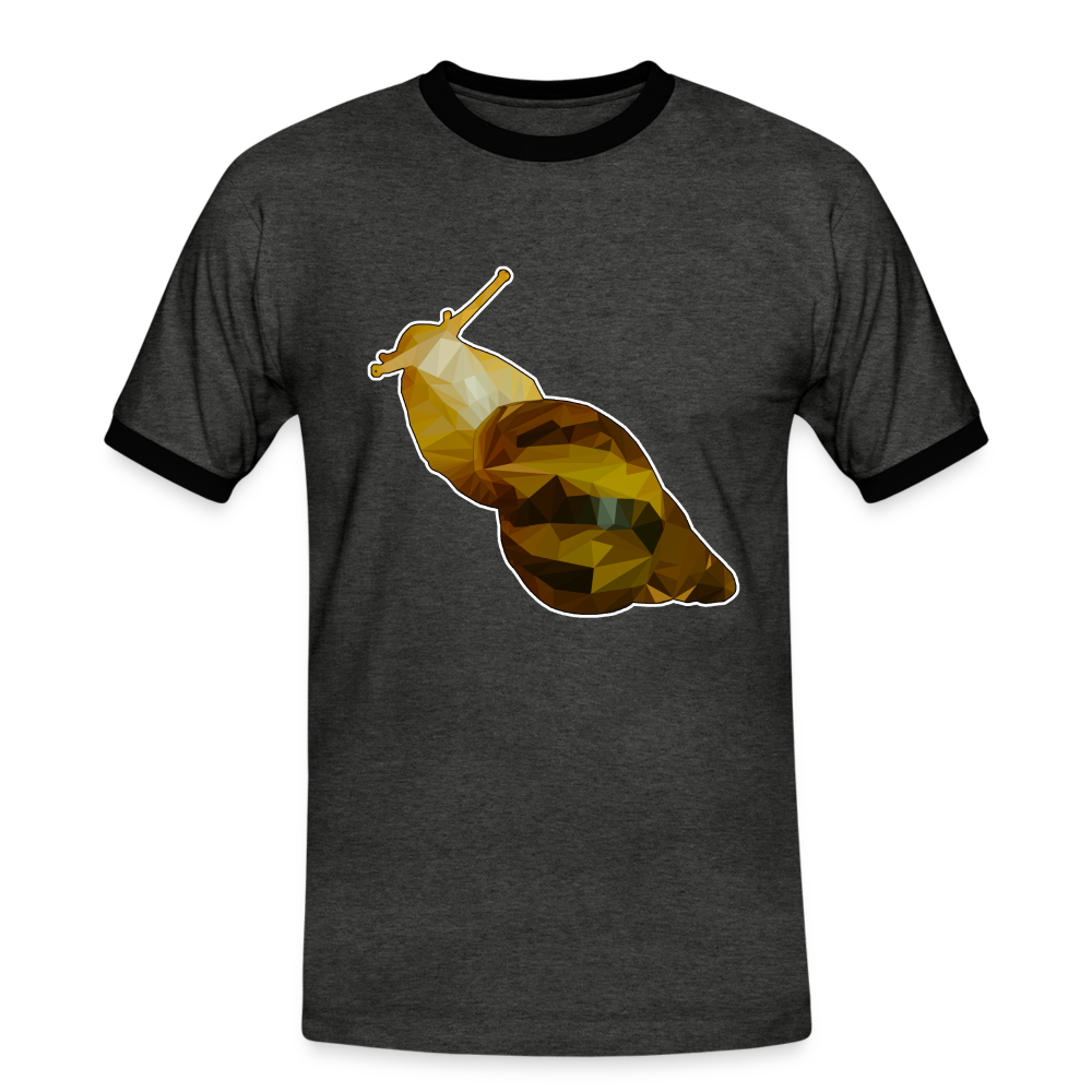 Männer Kontrast-T-Shirt Achatina reticulata Low Poly - Anthrazit/Schwarz