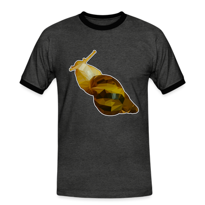 Männer Kontrast-T-Shirt Achatina reticulata Low Poly - Anthrazit/Schwarz