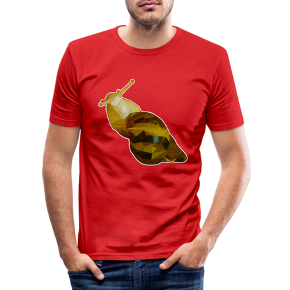 Männer Slim Fit T-Shirt Achatina reticulata Low Poly - Rot