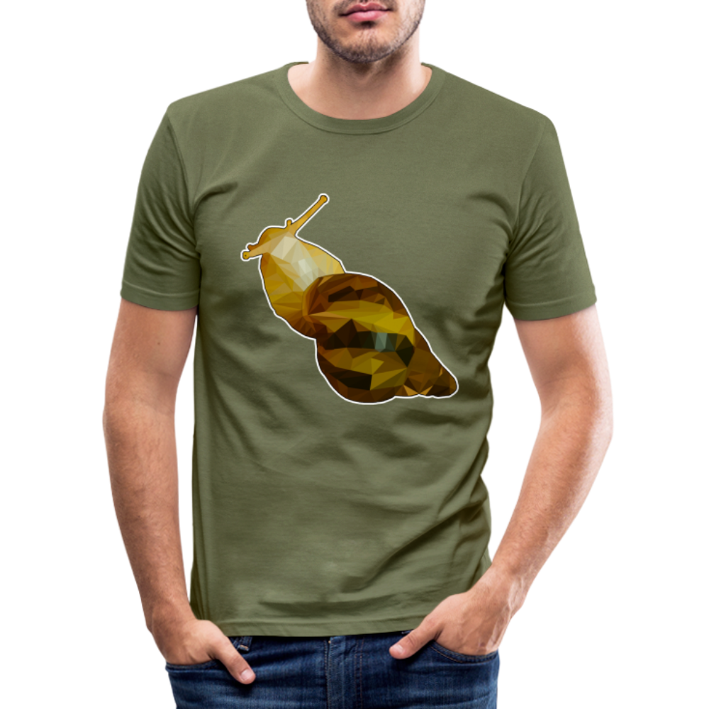 Männer Slim Fit T-Shirt Achatina reticulata Low Poly - khaki Grün