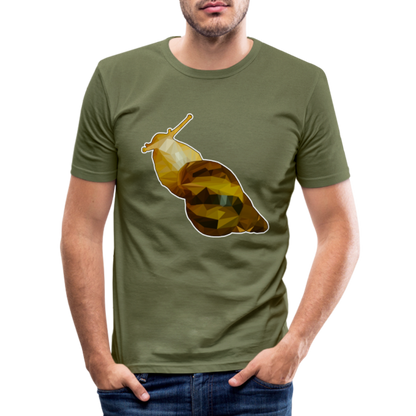Männer Slim Fit T-Shirt Achatina reticulata Low Poly - khaki Grün