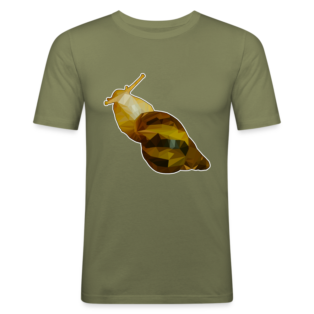 Männer Slim Fit T-Shirt Achatina reticulata Low Poly - khaki Grün