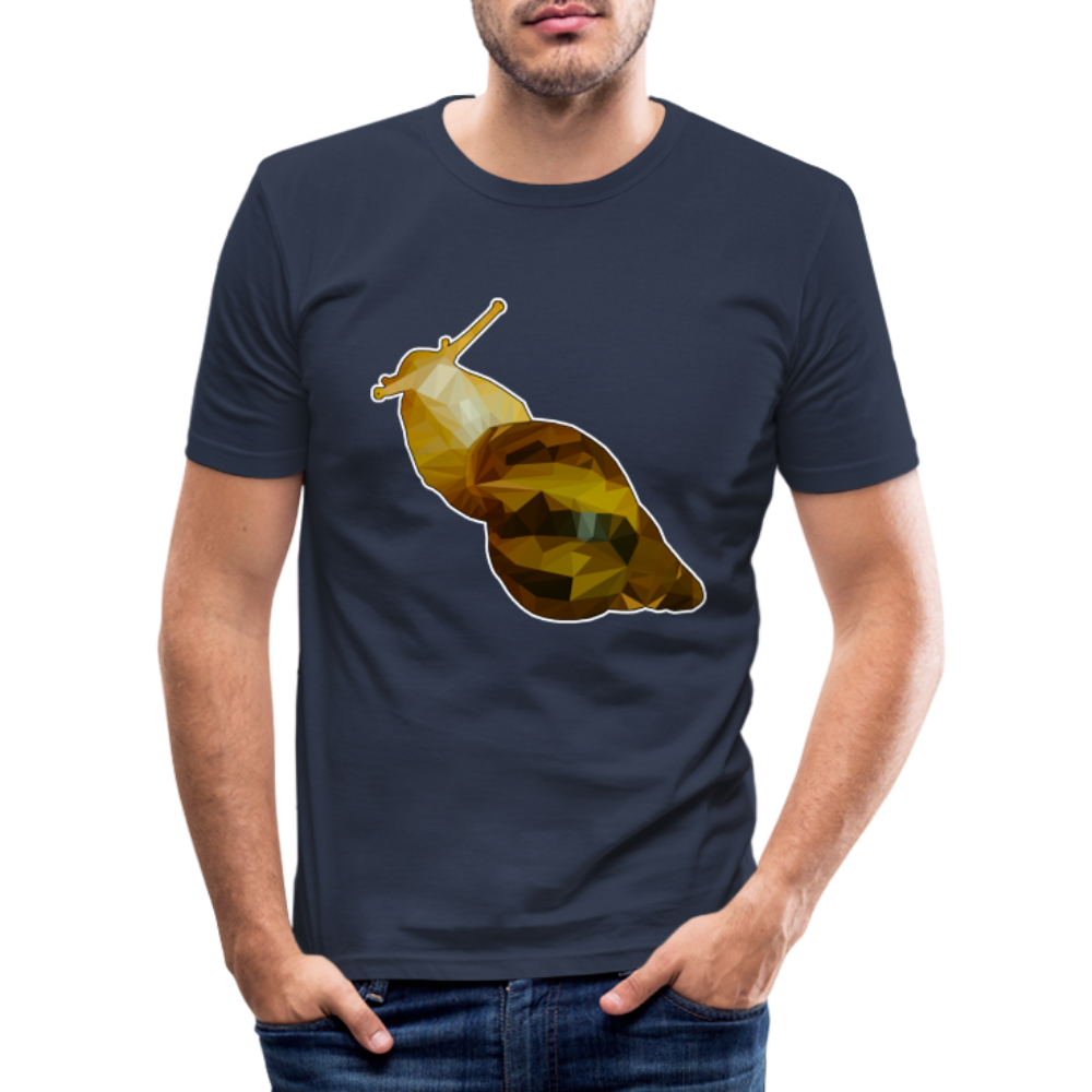 Männer Slim Fit T-Shirt Achatina reticulata Low Poly - Navy