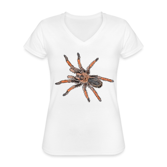 Frauen-T-Shirt mit V-Ausschnitt Brachypelma emilia - weiß