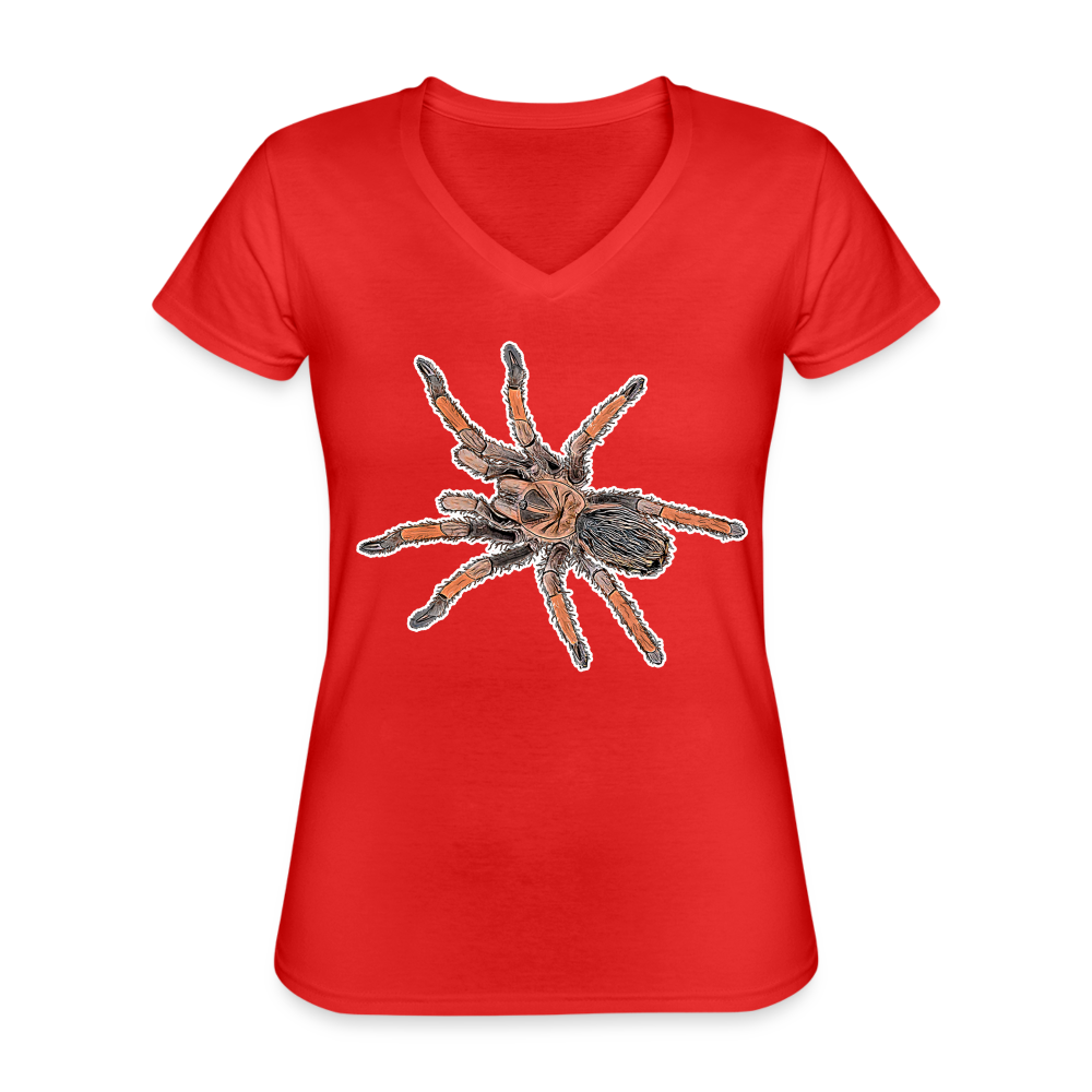 Frauen-T-Shirt mit V-Ausschnitt Brachypelma emilia - Rot