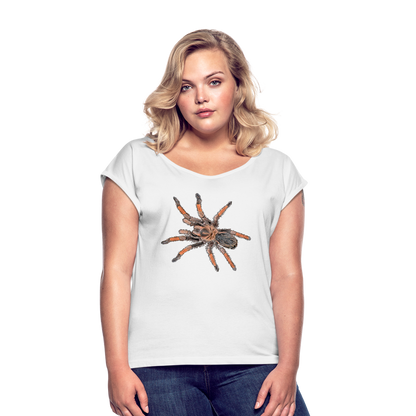 Frauen T-Shirt mit gerollten Ärmeln Brachypelma emilia - weiß
