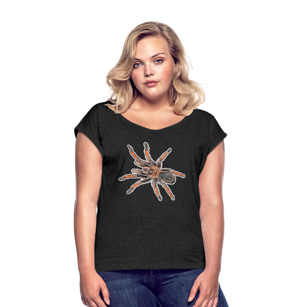 Frauen T-Shirt mit gerollten Ärmeln Brachypelma emilia - Schwarz meliert