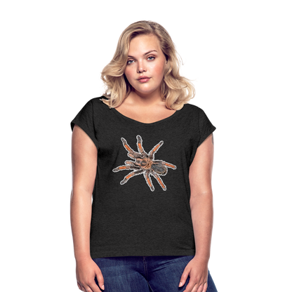 Frauen T-Shirt mit gerollten Ärmeln Brachypelma emilia - Schwarz meliert