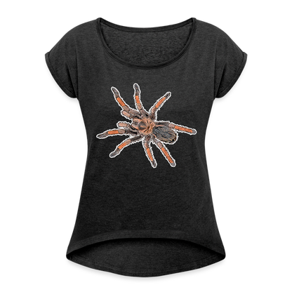 Frauen T-Shirt mit gerollten Ärmeln Brachypelma emilia - Schwarz meliert