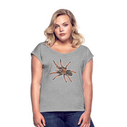 Frauen T-Shirt mit gerollten Ärmeln Brachypelma emilia - Grau meliert