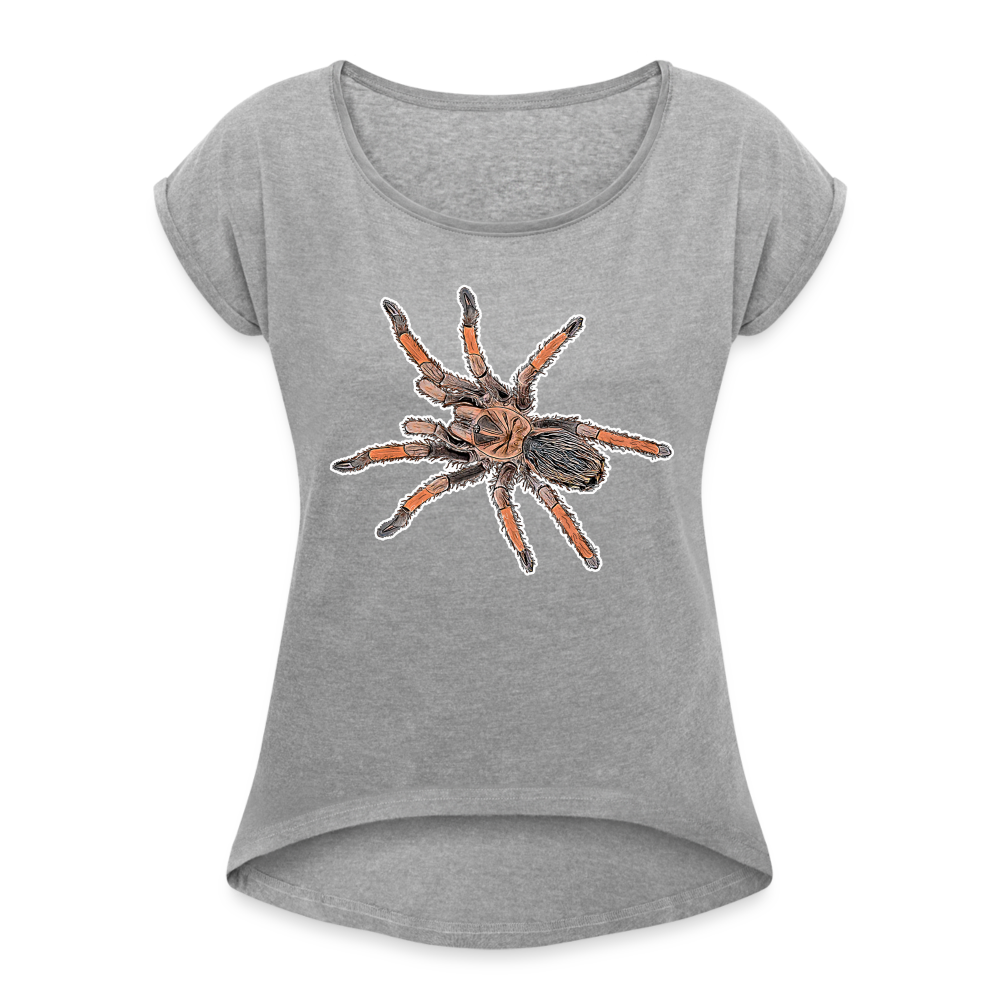 Frauen T-Shirt mit gerollten Ärmeln Brachypelma emilia - Grau meliert