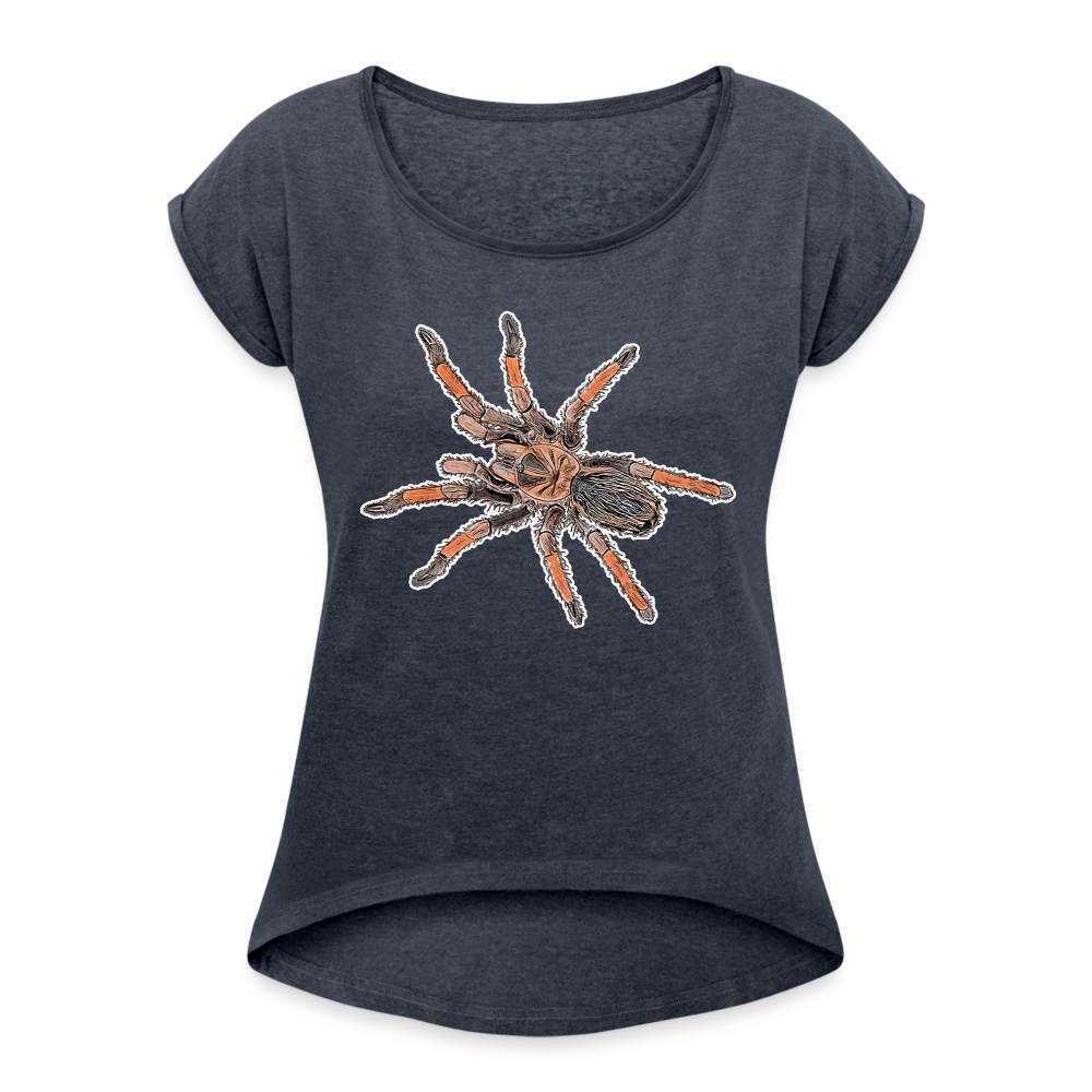 Frauen T-Shirt mit gerollten Ärmeln Brachypelma emilia - Navy meliert