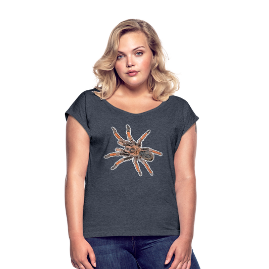 Frauen T-Shirt mit gerollten Ärmeln Brachypelma emilia - Navy meliert