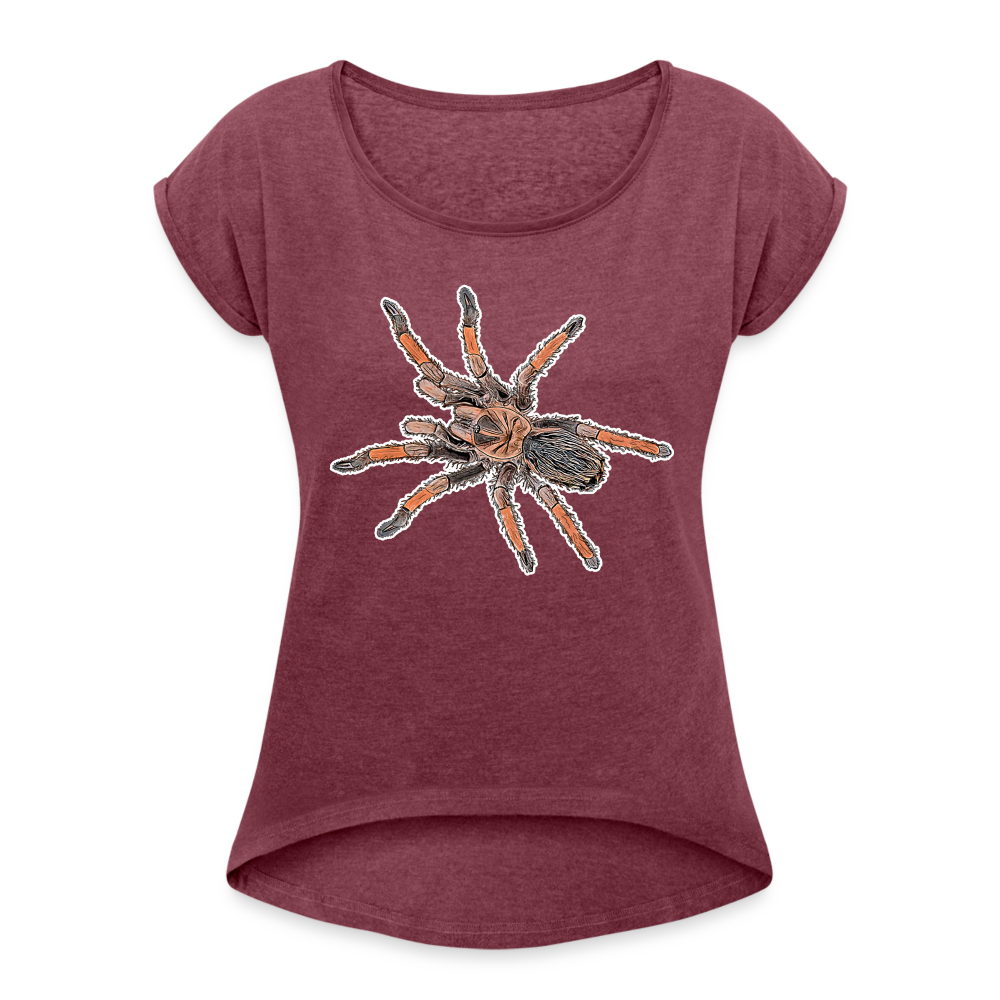 Frauen T-Shirt mit gerollten Ärmeln Brachypelma emilia - Bordeauxrot meliert