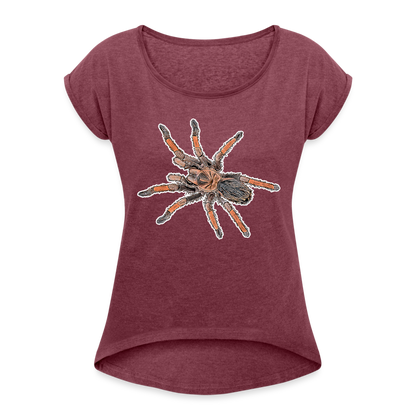 Frauen T-Shirt mit gerollten Ärmeln Brachypelma emilia - Bordeauxrot meliert
