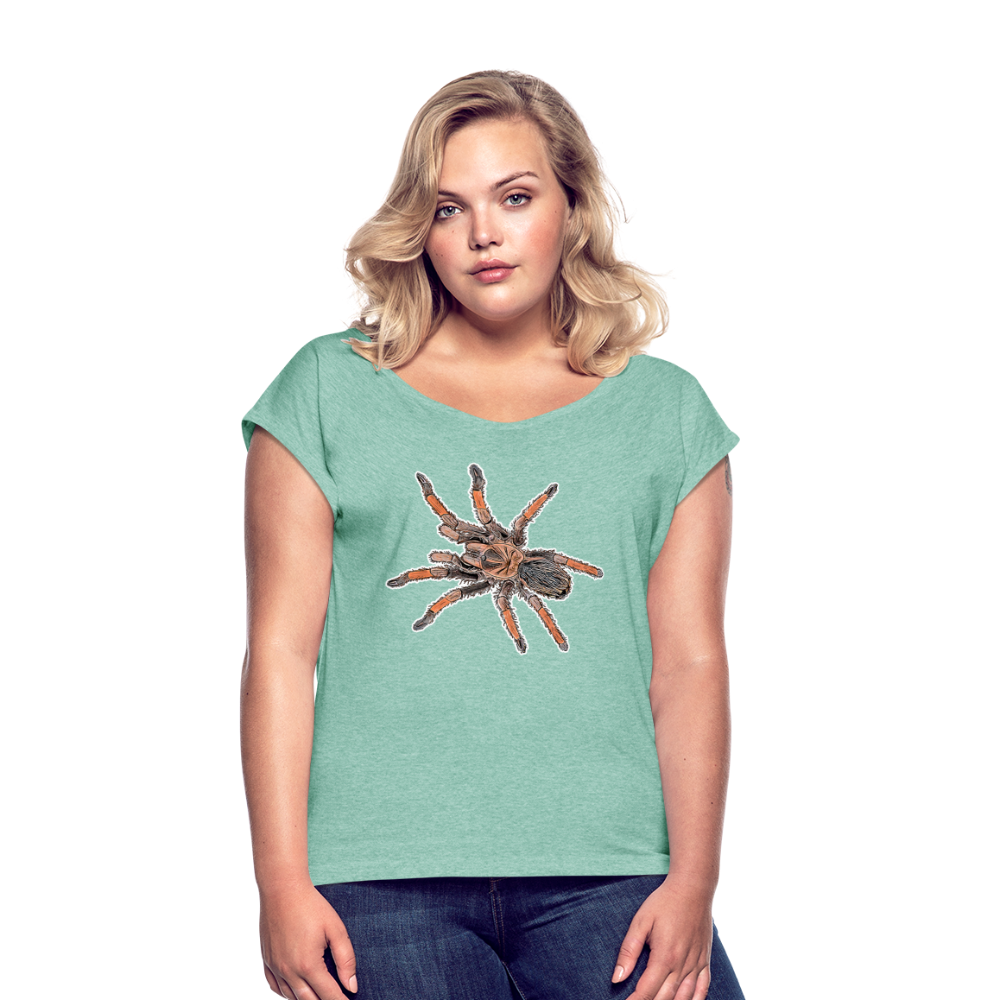 Frauen T-Shirt mit gerollten Ärmeln Brachypelma emilia - Minze meliert