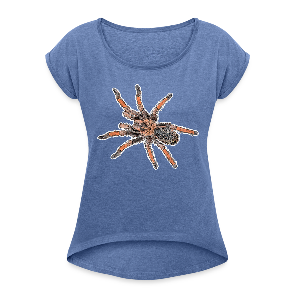 Frauen T-Shirt mit gerollten Ärmeln Brachypelma emilia - Denim meliert