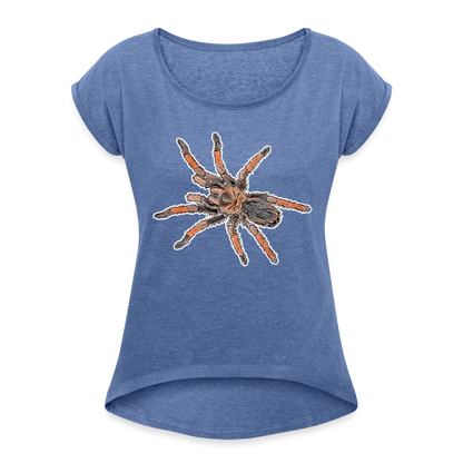 Frauen T-Shirt mit gerollten Ärmeln Brachypelma emilia - Denim meliert
