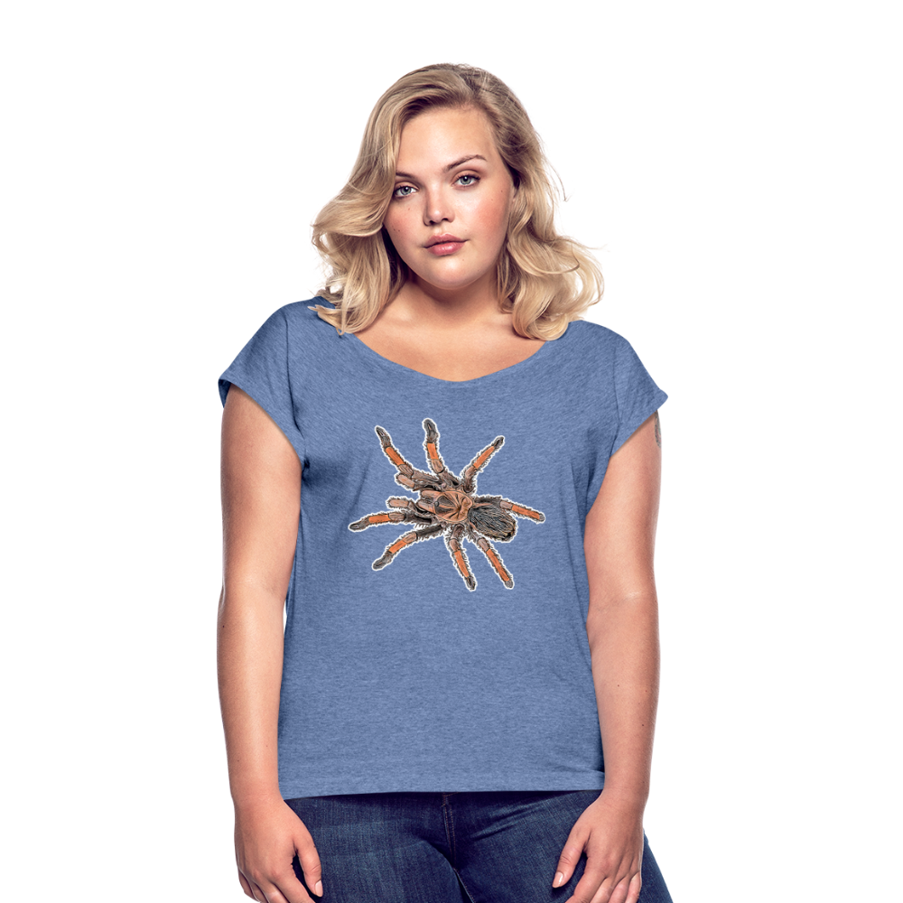 Frauen T-Shirt mit gerollten Ärmeln Brachypelma emilia - Denim meliert