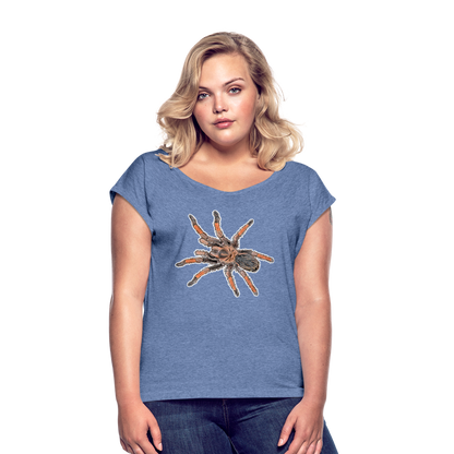 Frauen T-Shirt mit gerollten Ärmeln Brachypelma emilia - Denim meliert