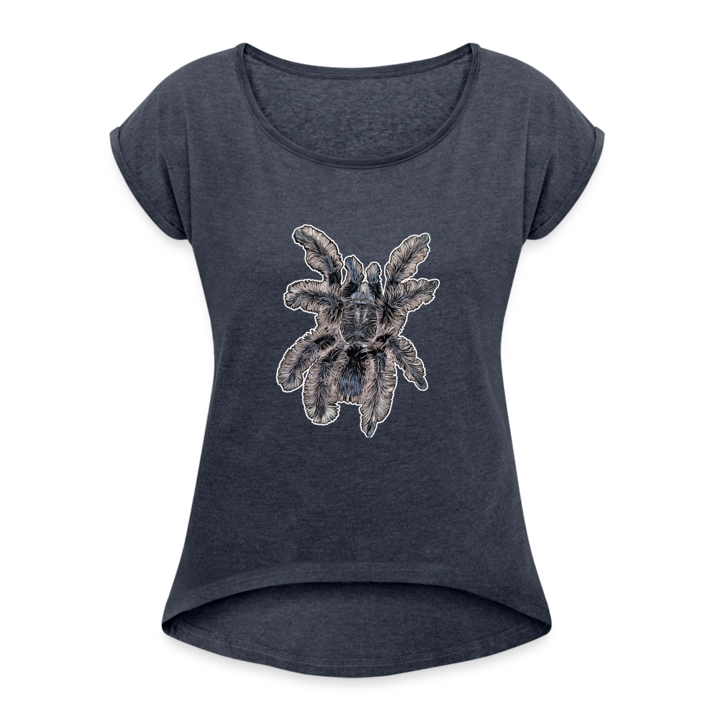 Frauen T-Shirt mit gerollten Ärmeln Tliltocatl albopilosus - Navy meliert