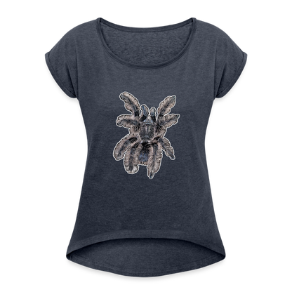 Frauen T-Shirt mit gerollten Ärmeln Tliltocatl albopilosus - Navy meliert