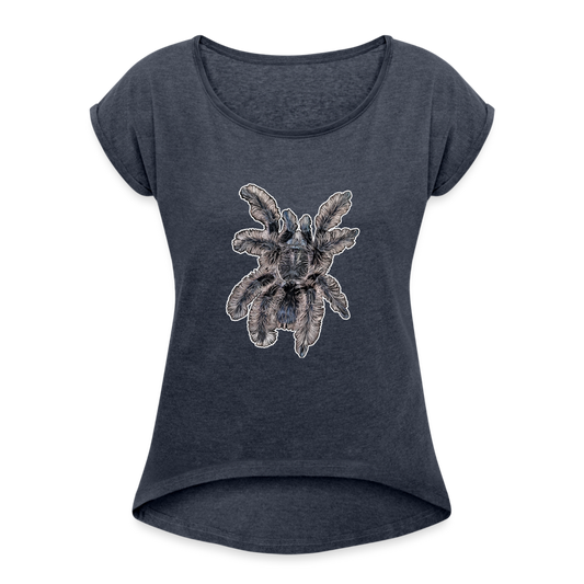 Frauen T-Shirt mit gerollten Ärmeln Tliltocatl albopilosus - Navy meliert