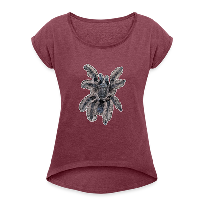 Frauen T-Shirt mit gerollten Ärmeln Tliltocatl albopilosus - Bordeauxrot meliert