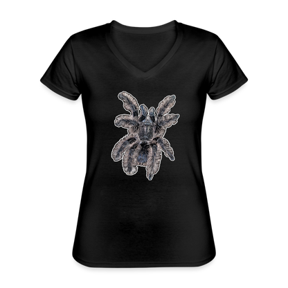 Frauen-T-Shirt mit V-Ausschnitt Tliltocatl albopilosus - Schwarz