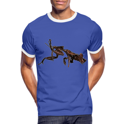 Männer Kontrast-T-Shirt Phyllocrania paradoxa female 2 - Blau/Weiß