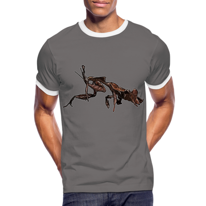 Männer Kontrast-T-Shirt Phyllocrania paradoxa female 2 - Dunkelgrau/Weiß